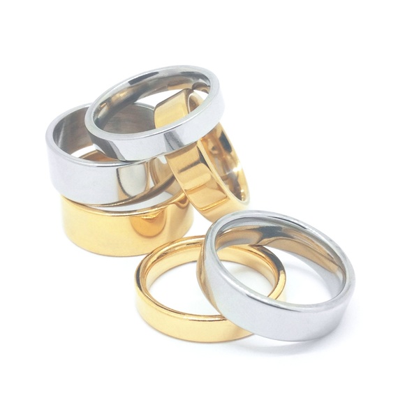 Ring Band Stainless Steel Wide Gold - Picture 3 of 4